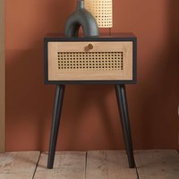 Coralie Wooden Bedside Cabinet With 1 Drawer In Black Oak
