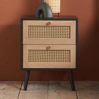 Coralie Wooden Bedside Cabinet With 2 Drawers In Black Oak