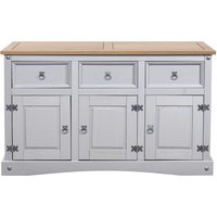 Carlen Wooden Sideboard With 3 Doors 3 Drawers In Grey Oak