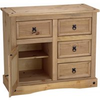 Carlen Wooden Sideboard With 1 Door 4 Drawers In Distressed Oak