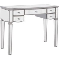 Elyssa Glass Dressing Table With 5 Drawers In Silver