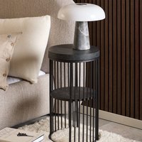 Seattle Wooden Round Bedside Cabinet In Black Marble Effect