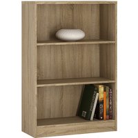 Xeka Wooden Wide Bookcase With 3 Shelves In Sonama Oak
