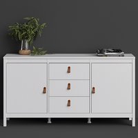 Barcila Wooden Sideboard With 2 Doors 3 Drawers In White