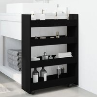 Algona Wooden Kitchen Trolley With 4 Shelves In Black