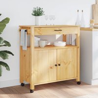 Colville Wooden Large Kitchen Trolley With 2 Doors In Brown