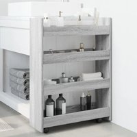 Algona Wooden Kitchen Trolley With 4 Shelves In Grey Sonoma