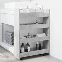 Algona Wooden Kitchen Trolley With 4 Shelves In Concrete Grey