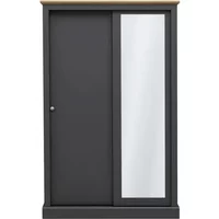 LPD Devon Charcoal and Oak Sliding Door Mirrored Double Wardrobe