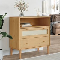 Fenland Wooden Storage Cabinet With 2 Drawers In Brown