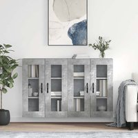 Belek Wooden Wall Mounted Sideboard With 4 Doors In Concrete Effect