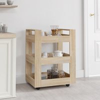 Belicia Wooden Kitchen Trolley With 3 Shelves In Sonoma Oak