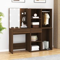 Vadim Wooden Dressing Table In Brown Oak With LED Lights