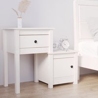 Tadria Pinewood Bedside Cabinet With 1 Door 1 Drawer In White