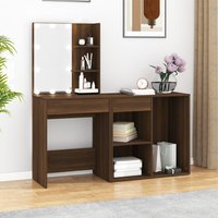 Vachel Wooden Dressing Table In Brown Oak With LED Lights