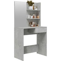 Basile Wooden Dressing Table With Mirror In Concrete Effect