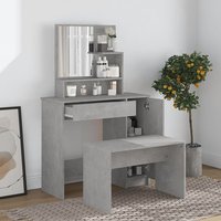 Emery Wooden Dressing Table Set In Concrete Effect