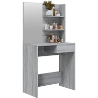 Basile Wooden Dressing Table With Mirror In Grey Sonoma Oak