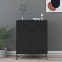 Emrik Steel Storage Cabinet With 4 Doors In Black