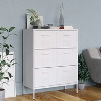 Emrik Steel Storage Cabinet With 6 Drawers In White
