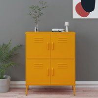 Emrik Steel Storage Cabinet With 4 Doors In Mustard Yellow