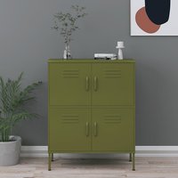 Emrik Steel Storage Cabinet With 4 Doors In Olive Green