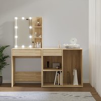 Varro Wooden Dressing Set In Sonoma Oak With 1 Cabinet And LED