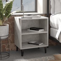 Pilvi Wooden Bedside Cabinet In Concrete Effect With Metal Legs