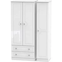 Welcome Balmoral White High Gloss 3 Door 2 Drawer Triple Wardrobe Assembled