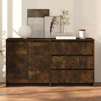 Pepa Wooden Sideboard With 2 Doors 3 Drawers In Smoked Oak