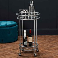 Colin Round Metal Drinks Trolley With Glass Shelves - Silver
