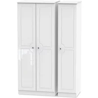 Welcome Balmoral White High Gloss 3 Door Triple Wardrobe Assembled