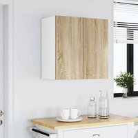 Baina Wall Hung Wooden Storage Cabinet With 2 Doors - Sonoma Oak/White