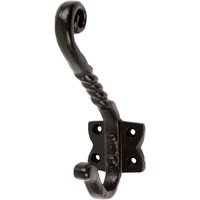 40mm x 125mm Black Twisted Scroll Hat & Coat Hook