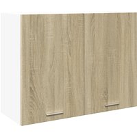 Baina 80cm Wooden Wall Hung Storage Cabinet With 2 Doors - Sonoma Oak/White