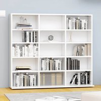 Ypsilanti Wooden Bookcase With 15 Shelves - White
