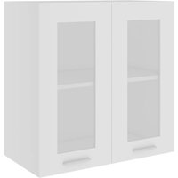 Elwood 60cm Wall Hung Wooden Storage Cabinet With 2 Glass Doors - White