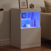Ypsilanti Wooden Bedside Cabinet With 1 Door And LED - White
