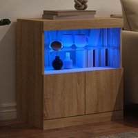 Ypsilanti Wooden Bedside Cabinet With 2 Doors And LED - Sonoma Oak