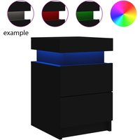 Syracuse Wooden Bedside Cabinet With 2 Drawers And LED - Black Oak