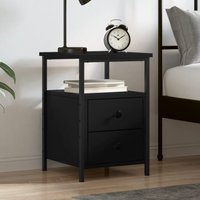 Syracuse Wooden Bedside Cabinet With 2 Drawers - Black
