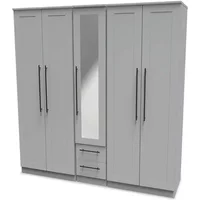 Welcome Beverley 5 Door 2 Drawer Tall Mirrored Wardrobe Assembled
