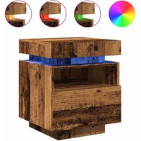 Syracuse Wooden Bedside Cabinet With 1 Drawer And LED - Brown