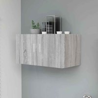 Baina 80cm Wall Hung Wooden Storage Cabinet With 2 Doors - Grey Sonoma