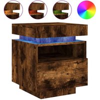 Syracuse Wooden Bedside Cabinet With 1 Drawer And LED - Smoked Oak