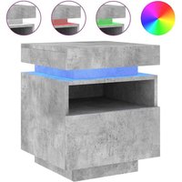 Syracuse Wooden Bedside Cabinet With 1 Drawer And LED - Concrete Grey