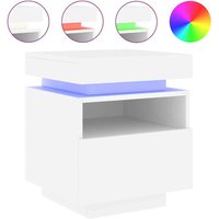 Syracuse Wooden Bedside Cabinet With 1 Drawer And LED - White