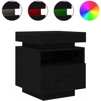 Syracuse Wooden Bedside Cabinet With 1 Drawer And LED - Black Oak