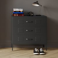 Choctaw Steel Chest Of 3 Drawers - Black