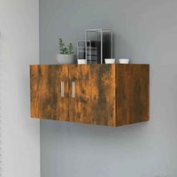 Baina 80cm Wall Hung Wooden Storage Cabinet With 2 Doors - Smoked Oak
